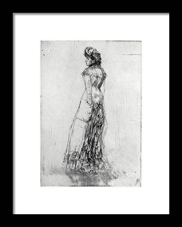 Etching Framed Print featuring the drawing Maude, Standing, 1873 1904.artist James by Print Collector