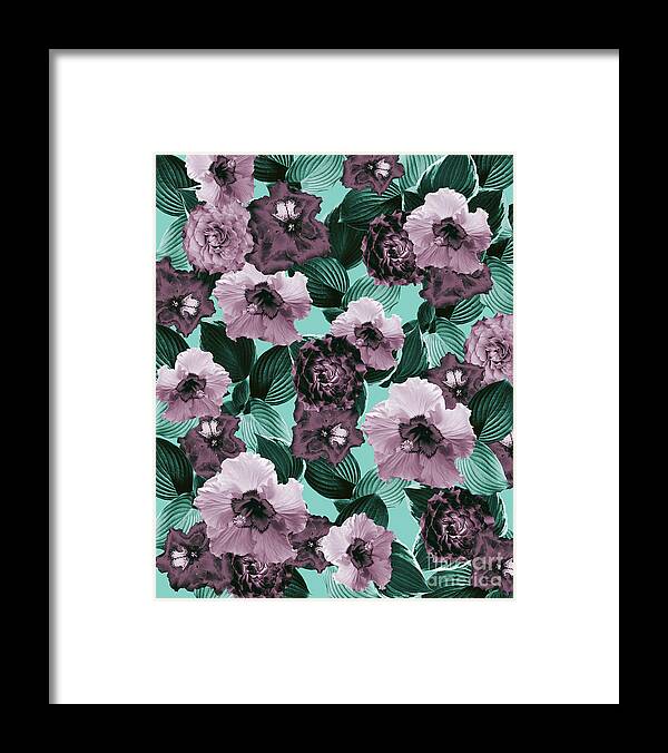 Graphic Design Framed Print featuring the mixed media Mauve Floral Garden Glamor #1 #floral #decor #art by Anitas and Bellas Art
