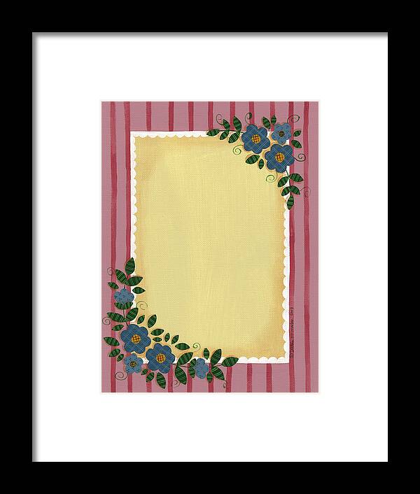 Mauve Striped Floral Framed Print featuring the painting Mauve Striped Floral - B by Debbie Mcmaster