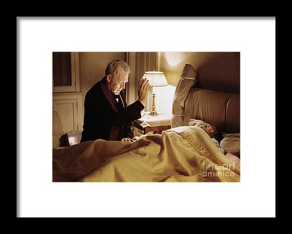 People Framed Print featuring the photograph Max Von Sydow And Linda Blair In Scene by Bettmann