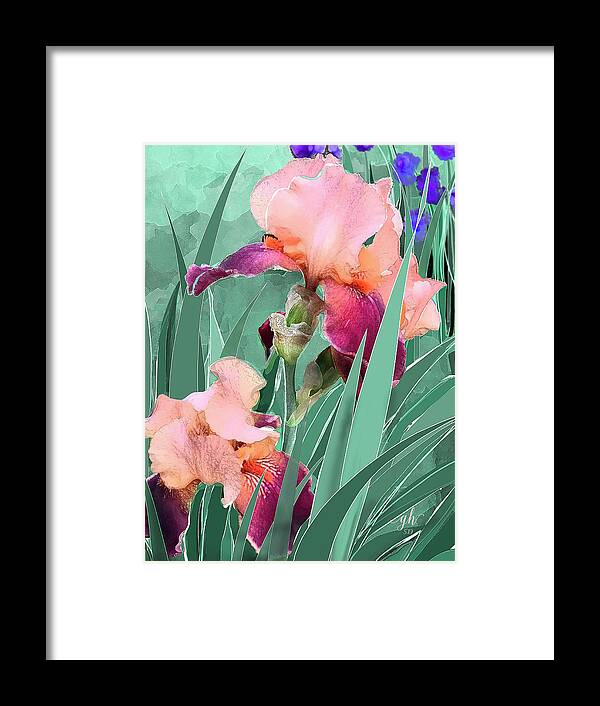 Iris Framed Print featuring the digital art May Garden by Gina Harrison