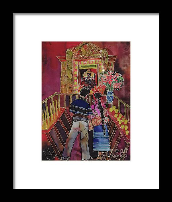 Mexican Framed Print featuring the painting Mayan Couple With Maximon by Hilary Simon
