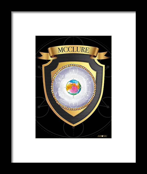 Family Framed Print featuring the mixed media McClure Family Crest by AHONU Aingeal Rose