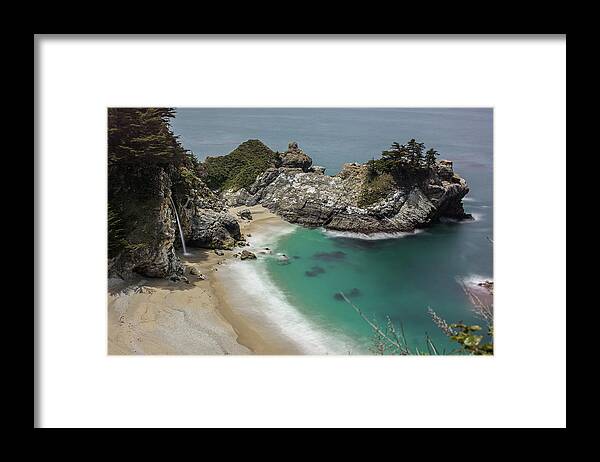 Waterfall Framed Print featuring the photograph McWay waterfall, Big Sur, California by Julieta Belmont