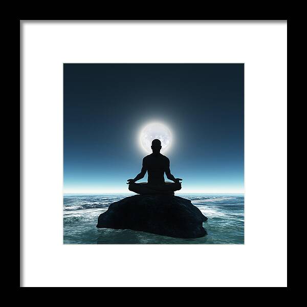 Tranquility Framed Print featuring the photograph Meditation At The Sea Shore With Full by Artpartner-images