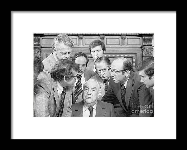 People Framed Print featuring the photograph Members Of Watergate Committee by Bettmann