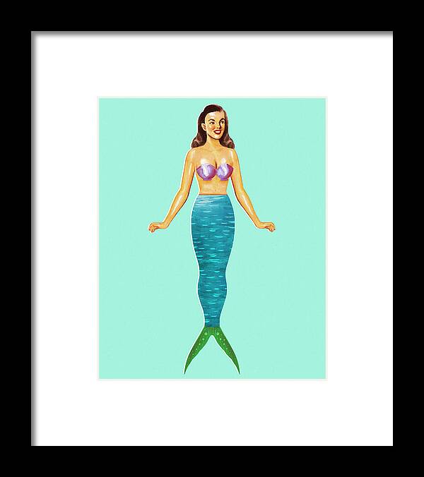 Adult Framed Print featuring the drawing Mermaid by CSA Images