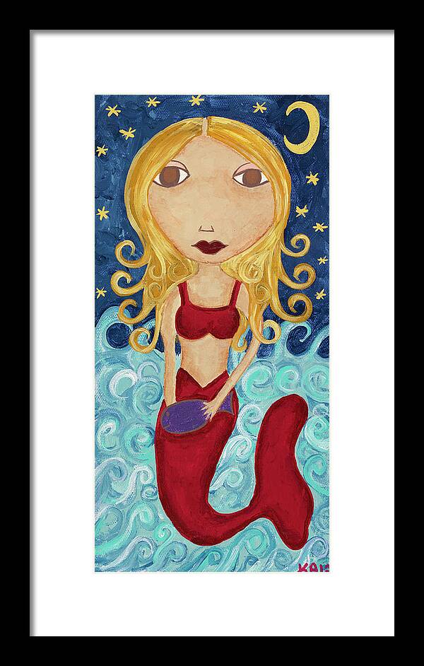 Mermaid Framed Print featuring the painting Mermaid by Kerri Ambrosino