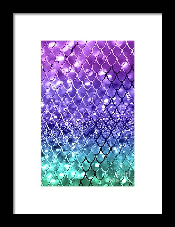 Collage Framed Print featuring the digital art Mermaid Scales on Unicorn Girls Glitter #19 #shiny #decor #art by Anitas and Bellas Art