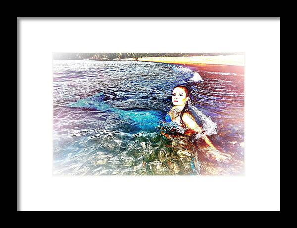 A Mystical Mermaid Catches The Sun While Reclining In The Surf At Neltjeberg Beach Framed Print featuring the photograph Mermaid Shores by Climate Change VI - Sales