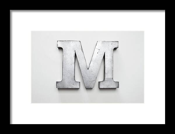 Single Object Framed Print featuring the photograph Metal Letter M by Larry Washburn