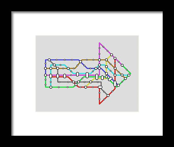 Subway Framed Print featuring the digital art Metro Map by Jorg Greuel