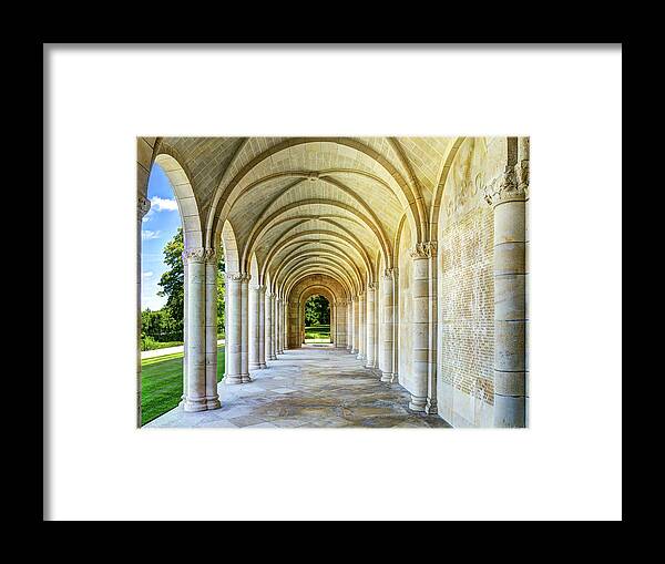 Meuse-argonne Framed Print featuring the photograph Meuse Argonne American Cemetery Memorial Loggia - Short by Weston Westmoreland