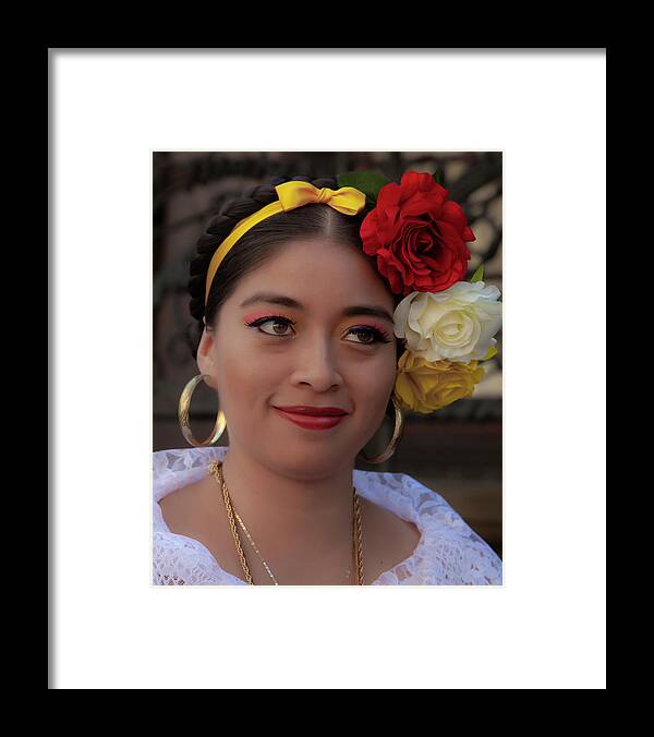 Mexican Day Parade Nyc 9_16_2018 Framed Print featuring the photograph Mexican Day Parade NYC 9_16_2018 Woman in Traditional Dress by Robert Ullmann