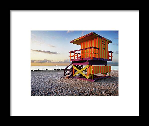 Built Structure Framed Print featuring the photograph Miami Beach Lifeguard Station by Bernd Schunack