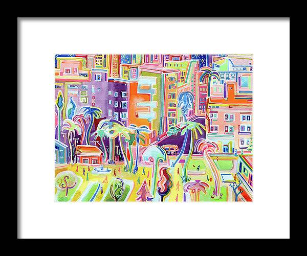 Miami Electric Framed Print featuring the painting Miami Electric by Josh Byer
