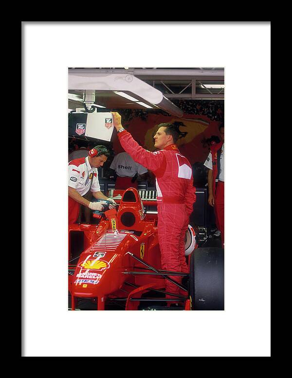 People Framed Print featuring the photograph Michael Schumacher With Ferrari by Heritage Images