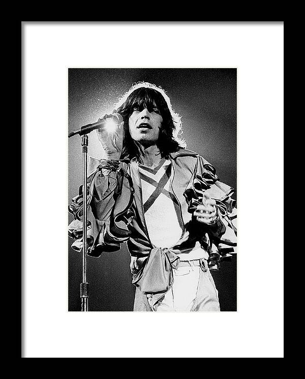 1976 Framed Print featuring the photograph Mick Jagger Performing On Stage by Pressens Bild