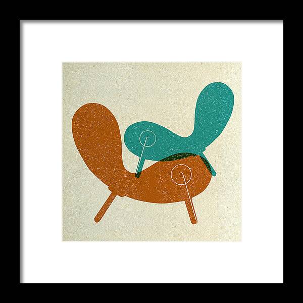 Minimalist And Tasteful Collection Mid-century Design Inspired Art. Beautiful And Clean Illustrations Of Iconic Furniture Framed Print featuring the digital art Mid Century Chair Collage II by Naxart Studio