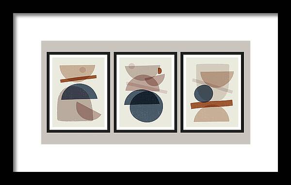 Midcentury Framed Print featuring the digital art Mid Century Modern Art Print,set Of 3 by MsMoloko