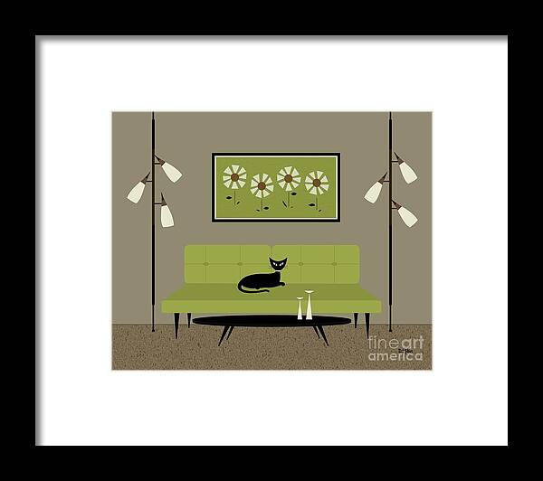 Mid Century Modern Framed Print featuring the digital art Mid Century Modern Daisies by Donna Mibus