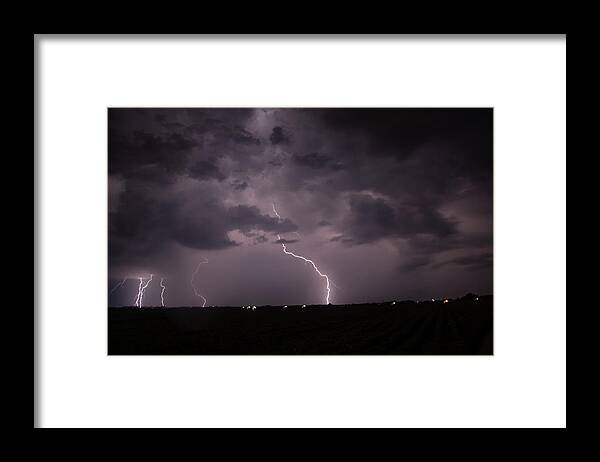 Nebraskasc Framed Print featuring the photograph Mid July Nebraska Lightning 008 by Dale Kaminski