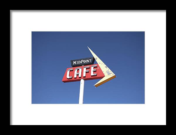 Sign Framed Print featuring the photograph Mid Point Cafe Sign by Deborah Ritch