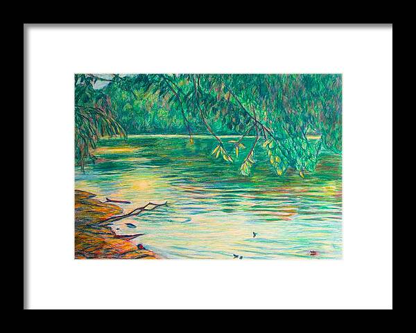 Landscape Framed Print featuring the painting Mid-Spring on the New River by Kendall Kessler