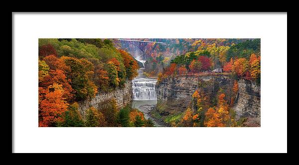 Waterfalls Framed Print featuring the photograph Middle Falls Fall Pano by Mark Papke