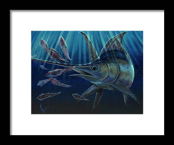 Swordfish Framed Print featuring the painting Midnight Madness by Mark Ray