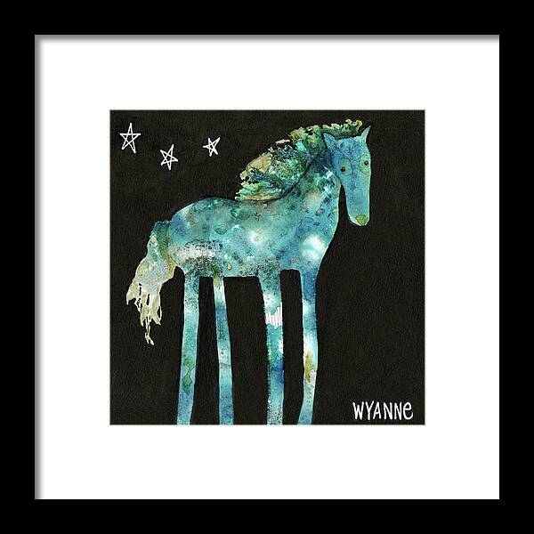 Midnight Pony Framed Print featuring the painting Midnight Pony by Wyanne
