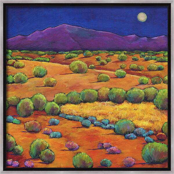 Contemporary Southwest Framed Canvas Print featuring the painting Midnight Sagebrush by Johnathan Harris