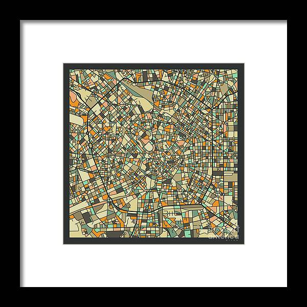 Milan Map Framed Print featuring the digital art Milan Map 2 by Jazzberry Blue