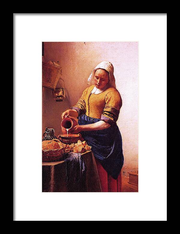 Renaissance Framed Print featuring the painting Milk maid by Johannes Vermeer