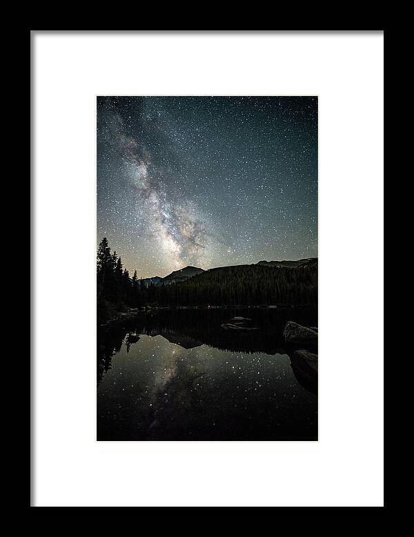 Photographs Framed Print featuring the photograph Milky way over Bear LAke by Mati Krimerman
