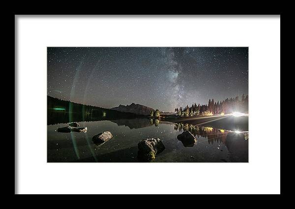 Horizontal Framed Print featuring the photograph Milky Way Over Two Jack Lake, Banff by Jonathan Tucker