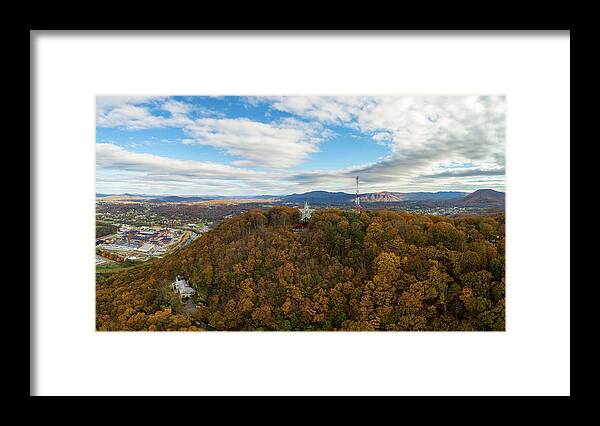 Panoramic Framed Print featuring the photograph Mill Mountain in Fall by Star City SkyCams