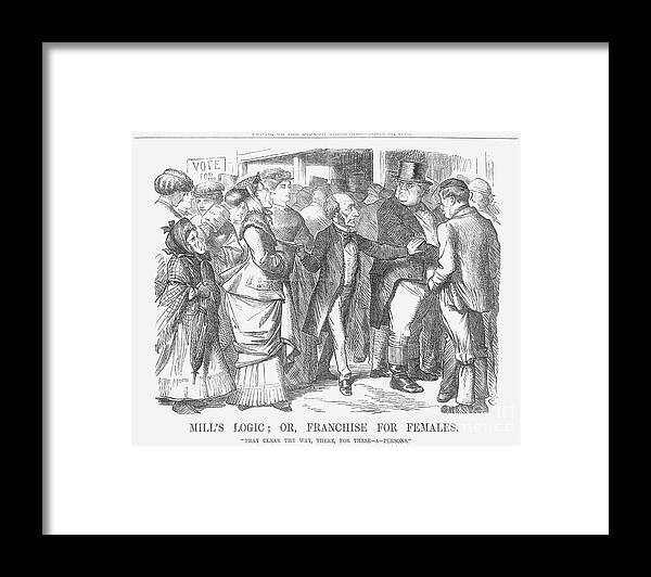 Engraving Framed Print featuring the drawing Mills Logic Or, Franchise For Females by Print Collector