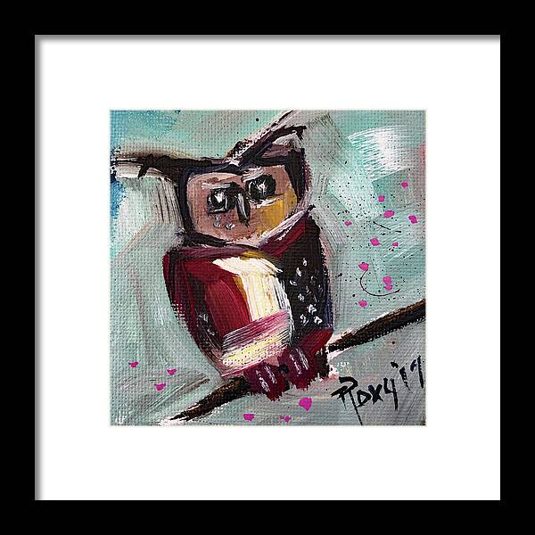 Owl Framed Print featuring the painting Mini Owl 1 by Roxy Rich