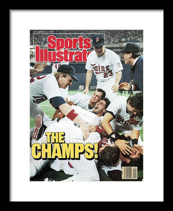 Hubert H. Humphrey Metrodome Framed Print featuring the photograph Minnesota Twins Dan Gladden, 1987 World Series Sports Illustrated Cover by Sports Illustrated