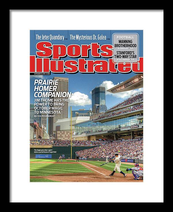 Magazine Cover Framed Print featuring the photograph Minnesota Twins Jim Thome... Sports Illustrated Cover by Sports Illustrated