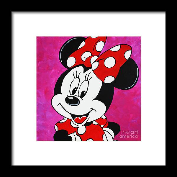 Minnie Mouse Painting Framed Print featuring the painting MINNIE MOUSE Pink by Kathleen Artist PRO