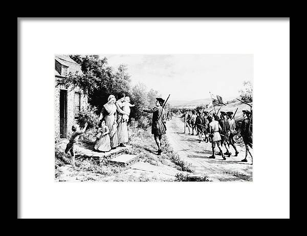 Artist Framed Print featuring the photograph Minuteman Leaving Family To Join War by Bettmann