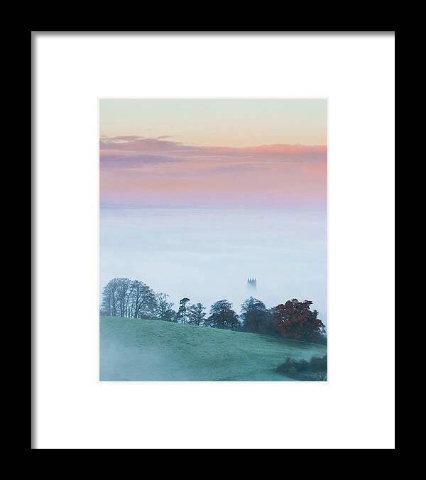 Scenics Framed Print featuring the photograph Misty Glastonbury Church by Milsters Images