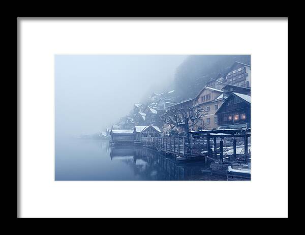 Winter Framed Print featuring the photograph Misty Hallstatt by Matthias Bergolth