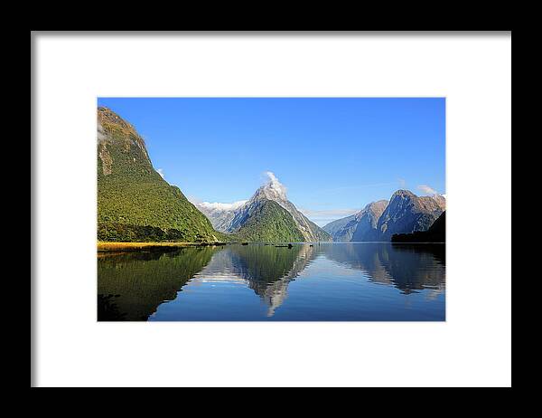 Tranquility Framed Print featuring the photograph Mitre Peak by Thienthongthai Worachat
