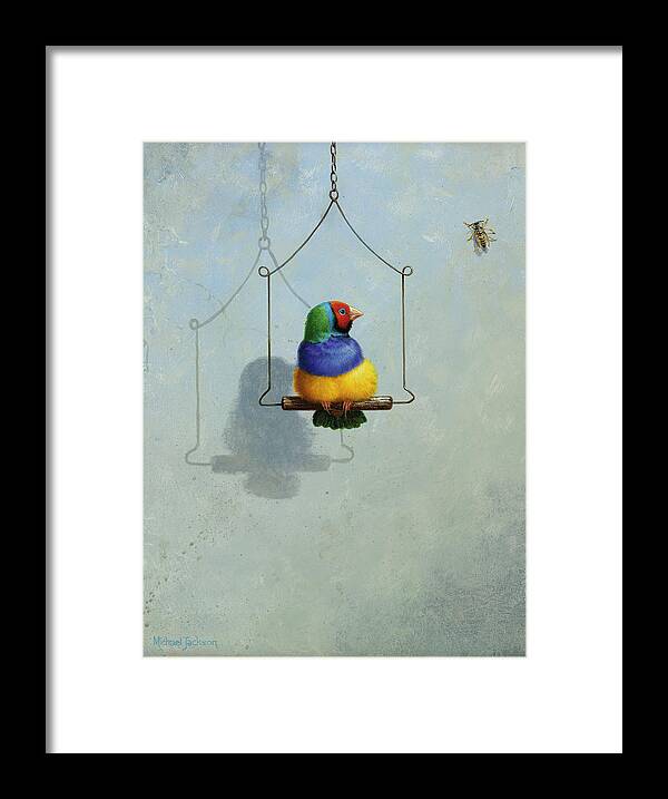 Finch Framed Print featuring the photograph Mja-gouldian Finch by Michael Jackson