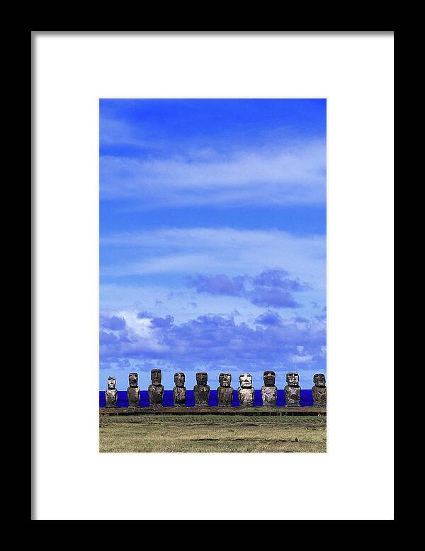 Art Framed Print featuring the photograph Moai At Ahu Tongariki, Easter Island by Buena Vista Images