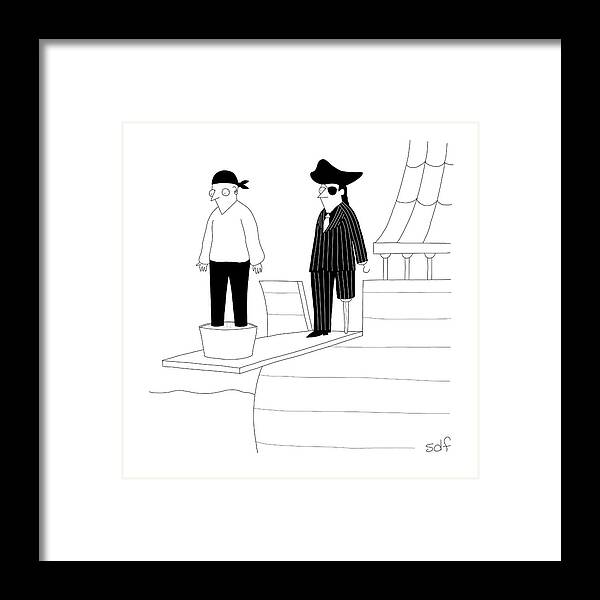 Plank Framed Print featuring the drawing Mobster Pirates by Seth Fleishman