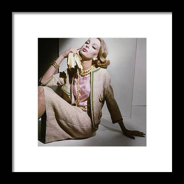 Jewelry Framed Print featuring the photograph Model In A Dan Millstein Suit by Horst P. Horst